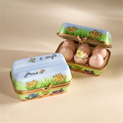 Picture of Limoges Brown Eggs Carton with Chicken Box, Each