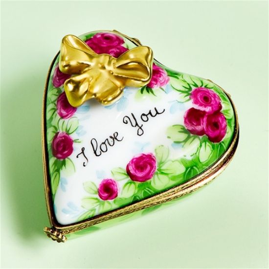 Picture of Limoges I Love You Red Roses Gold Bow Heart Box