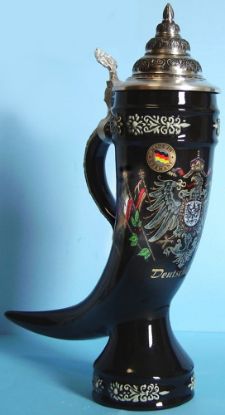 Picture of German Black Deutschland  Eagle Horn Stein 