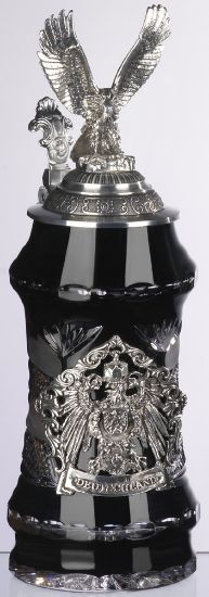 Picture of Black Crystal German Beer Stein with Pewter Lid  0.5 Liter.