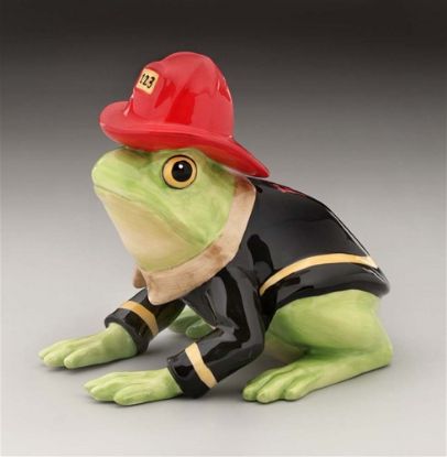 Picture of Fireman Frog Ceramic Satuette