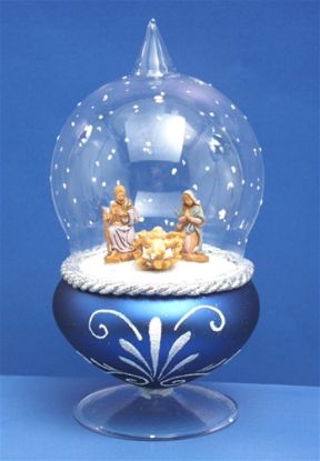 Picture of De Carlini Blue Nativity on Glass Stand Ornament