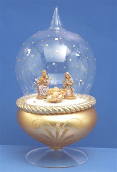 Picture of De Carlini Gold Nativity on Glass Stand Ornament