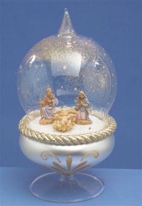 Picture of De Carlini White Silver Nativity Globe on Glass Stand Ornament