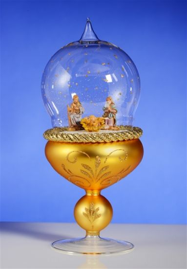 Picture of De Carlini Gold Nativity Sculpture on Glass Stand Ornament