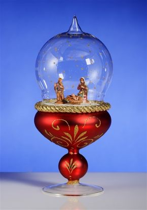 Picture of De Carlini Red Nativity Globe Sculpture on Glass Stand