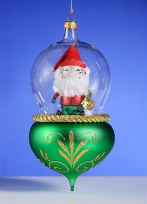 Picture of De Carlini Elf Dworf in Green Globe Ornament