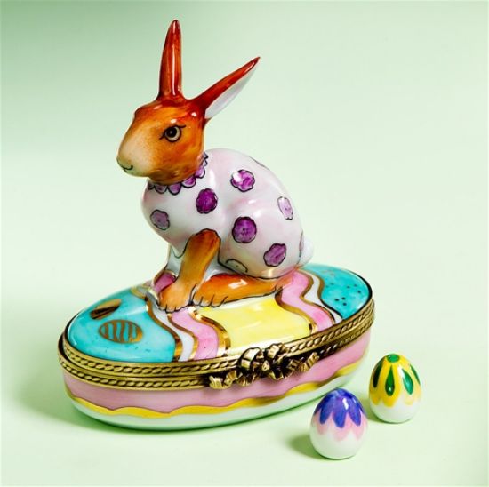 Picture of Limoges Girl Easter Rabbit Box with Eggs