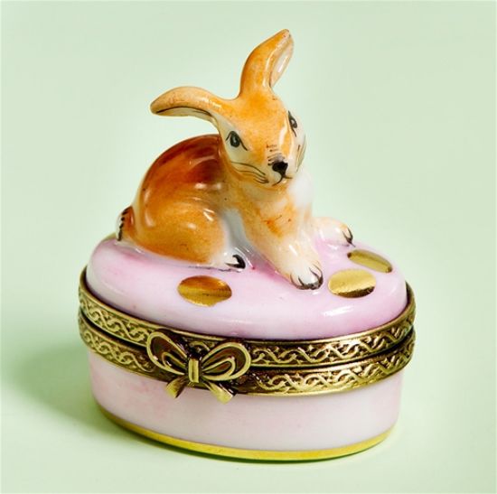 Picture of Limoges Mini Easter Rabbit on  Pink with  Eggs Box