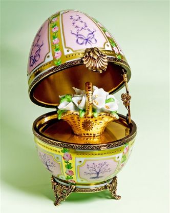 Picture of Limoges Faberge Style Pink Roses with a Basket of Flowers Box 