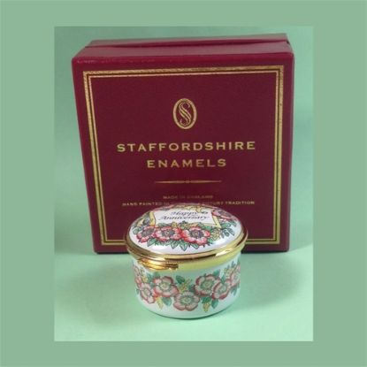 Picture of Happy Anniversary Staffordshire English Enamel