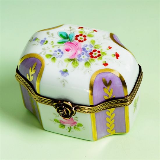 Picture of Limoges Purple and Gold Chest with Roses Box