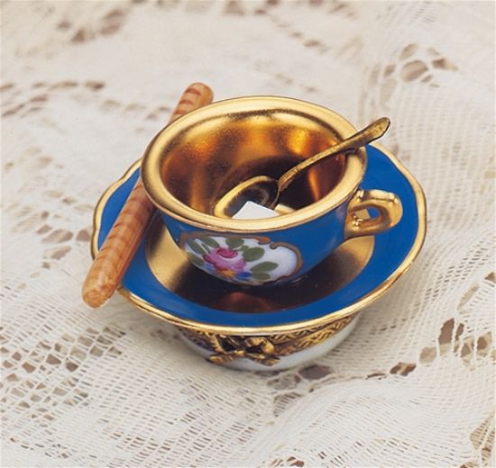 Picture of Limoges Gold and Blue Cup and Saucer Box
