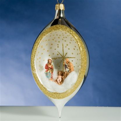 Picture of De Carlini Silver Drop Nativity Christmas Ornament