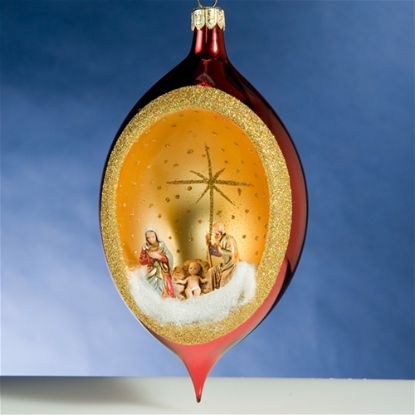 Picture of De Carlini Nativity Red Drop Christmas Ornament