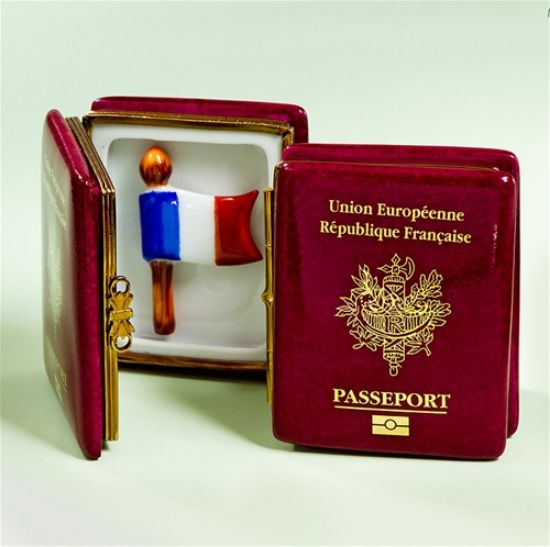 Picture of Limoges French Passport with France Flag Box, Each.