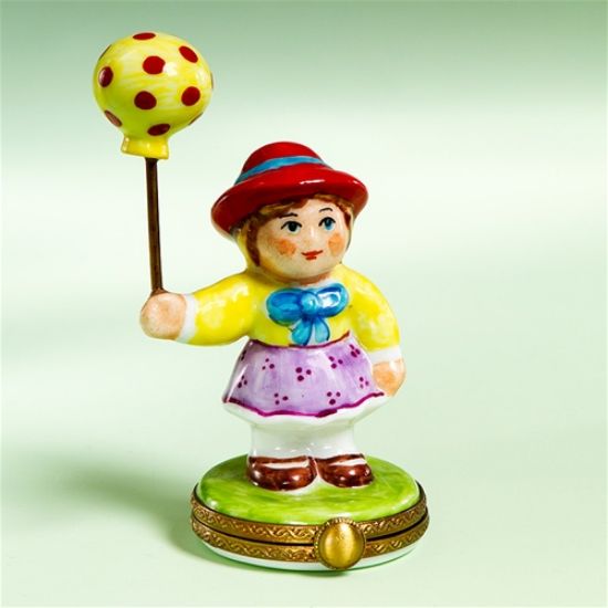 Picture of Limoges Girl with Yellow Baloon Box