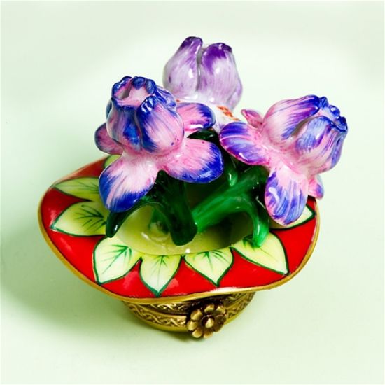 Picture of Limoges Purple Iris on Red Box
