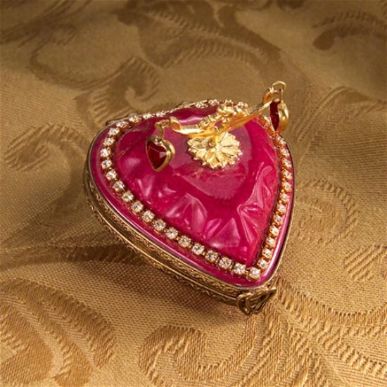 Picture of Limoges Double Hearts on  Heart with Crystal Box