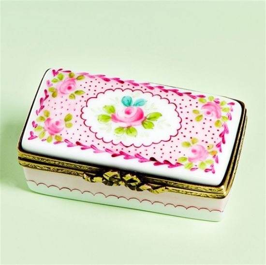 Picture of Limoges Pink Summer Rose Rectangular Box