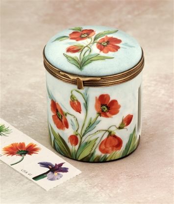 Picture of Limoges Poppies Stamp Box