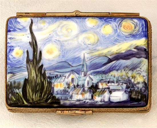 Picture of Limoges Starry Night Painting Postcard  Box