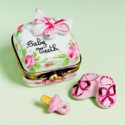 Picture of Limoges Firsth Tooth Baby Girl Box with Shoes and Pacifier