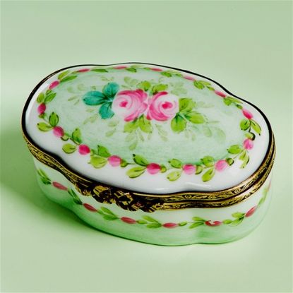 Picture of Limoges Summer Pink Roses on Green Box