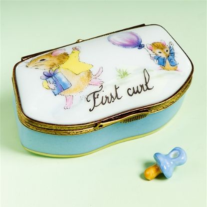 Picture of Limoges Mice First Curl Blue Box with Pacifier