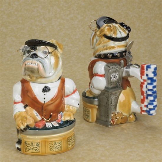 Picture of Bulldog at Casino with Cards German Beerstein