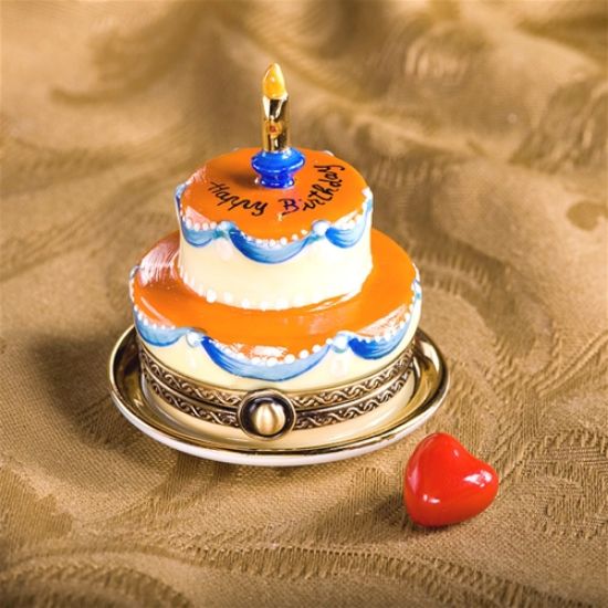 Picture of Limoges Orange Birthday Cake with Candle Box and Heart