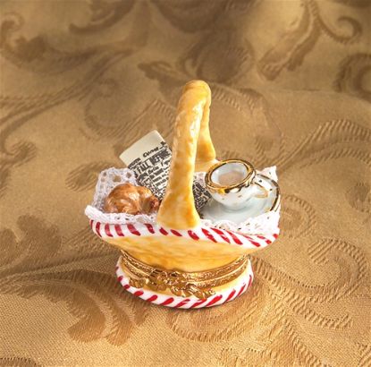 Picture of Limoges Basket with Croissant, Coffee and Newspaper Box