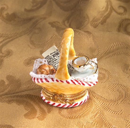 Picture of Limoges Basket with Croissant, Coffee and Newspaper Box