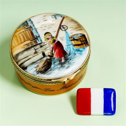 Picture of Limoges Cosette Les MIserables Round Box with Flag 
