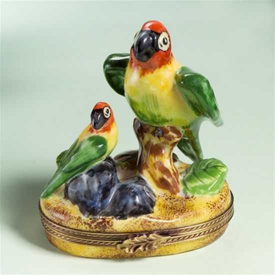 Picture of Limoges Mother and  Baby Parrot Box
