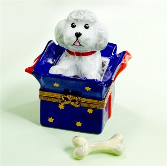 Picture of Limoges White Puppy in Gift Box with Bone