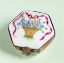 Picture of Limoges Hexagonal  Basket of Blue Flowers and Ribbon Box