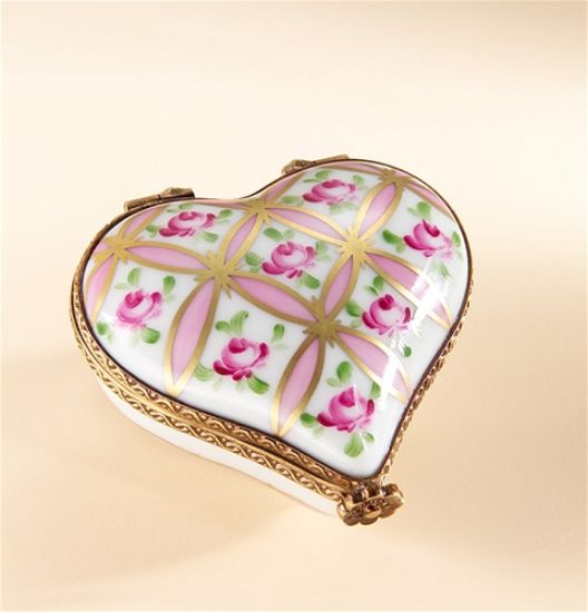 Picture of Limoges Roses Trellis Heart Box