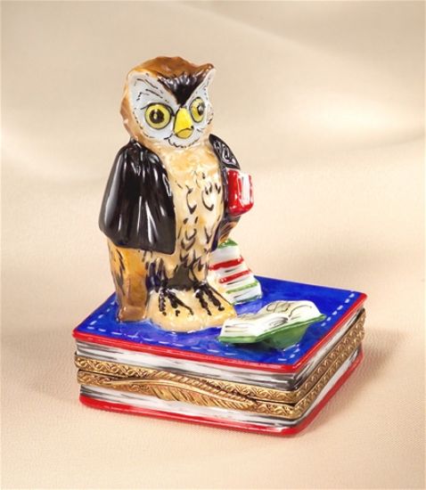 Picture of Limoges Owl Professor on Books Box