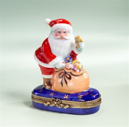 Picture of Limoges Santa with Teddy and Toy Bag Box