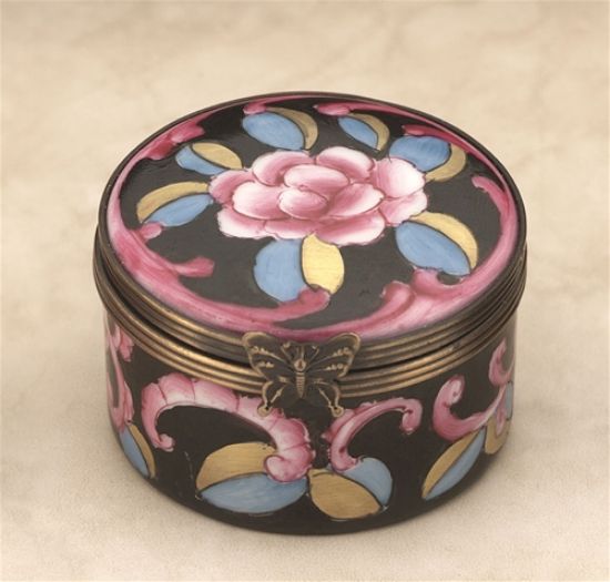Picture of Limoges Oriental Pink Flower Round Box