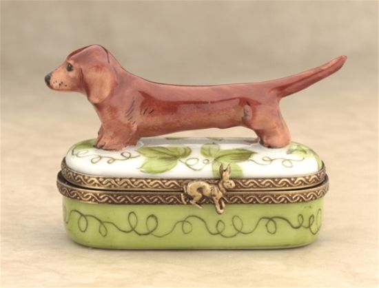 Picture of Limoges Brown Dachshund on Grass Box