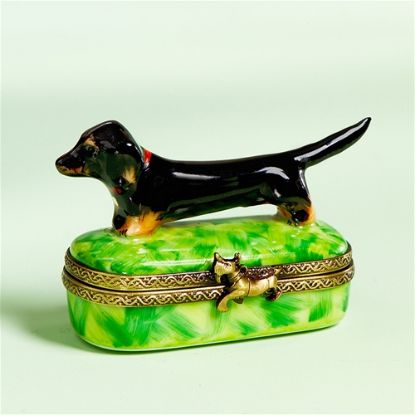 Picture of Limoges Black Dachshund On Long Grass Box 