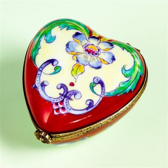 Picture of Limoges Museum Red Heart with Purple Flower Box 