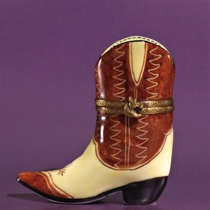 Picture of Limoges Brown and Ivory Western Cowboy Boot Box