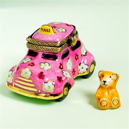 Picture of Limoges Baby Girl Taxi Car Box with Teddy Bear 