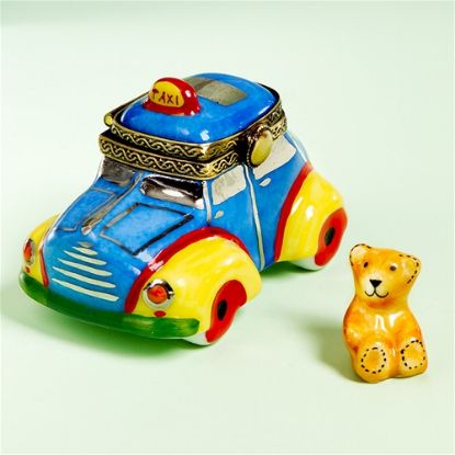 Picture of Limoges Blue Taxi Box with Teddy Bear