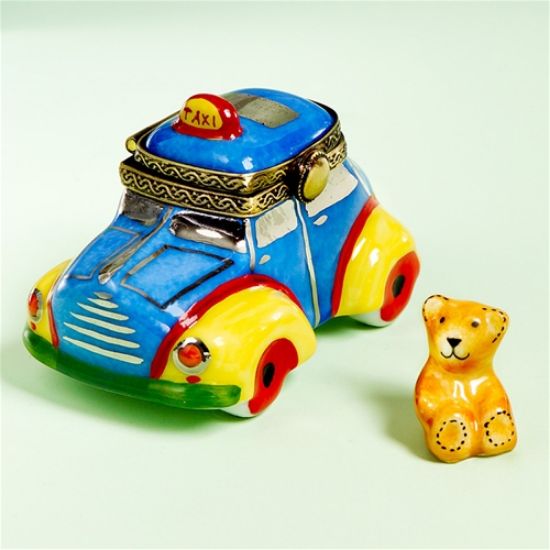 Picture of Limoges Blue Taxi Box with Teddy Bear