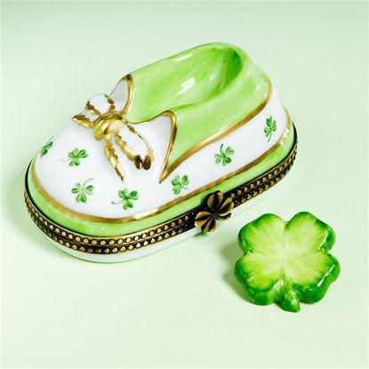 Picture of Limoges Irish Baby Shoe Box with Clover