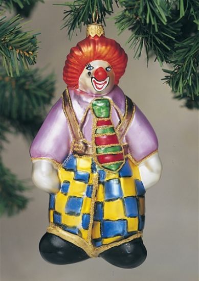 Picture of Polish Glass Hand Painted Clown Christmas Ornament